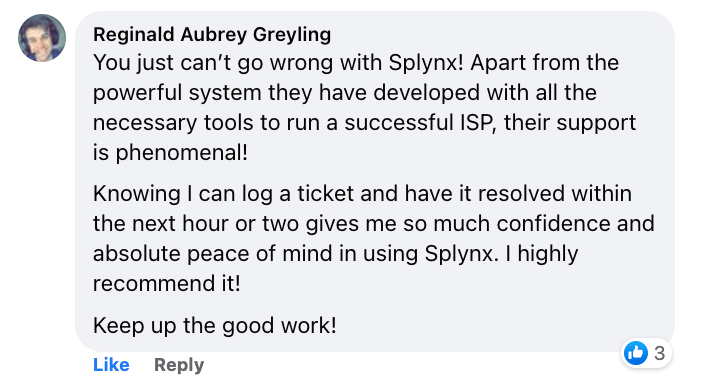 Splynx support testimonial 1