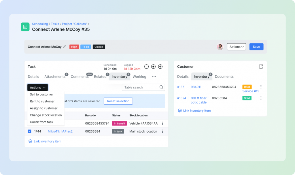 Inventory Integration with Scheduling