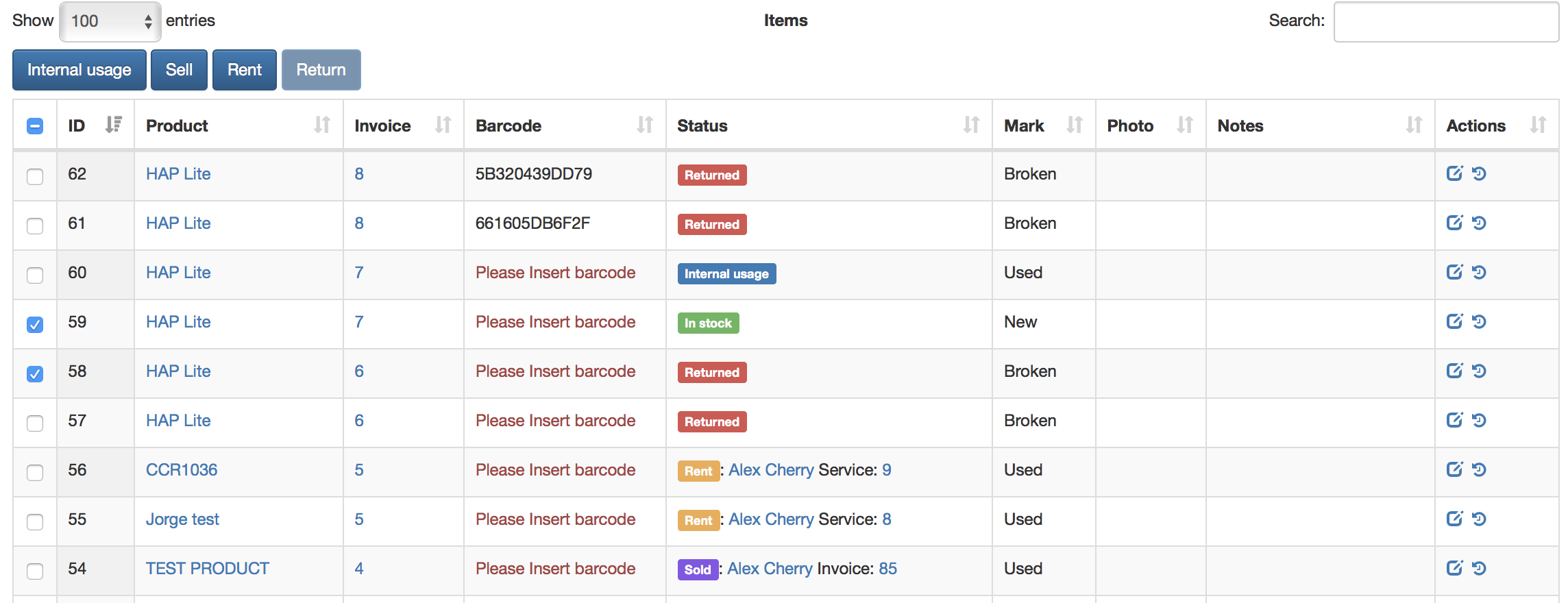 Inventory management in Splynx