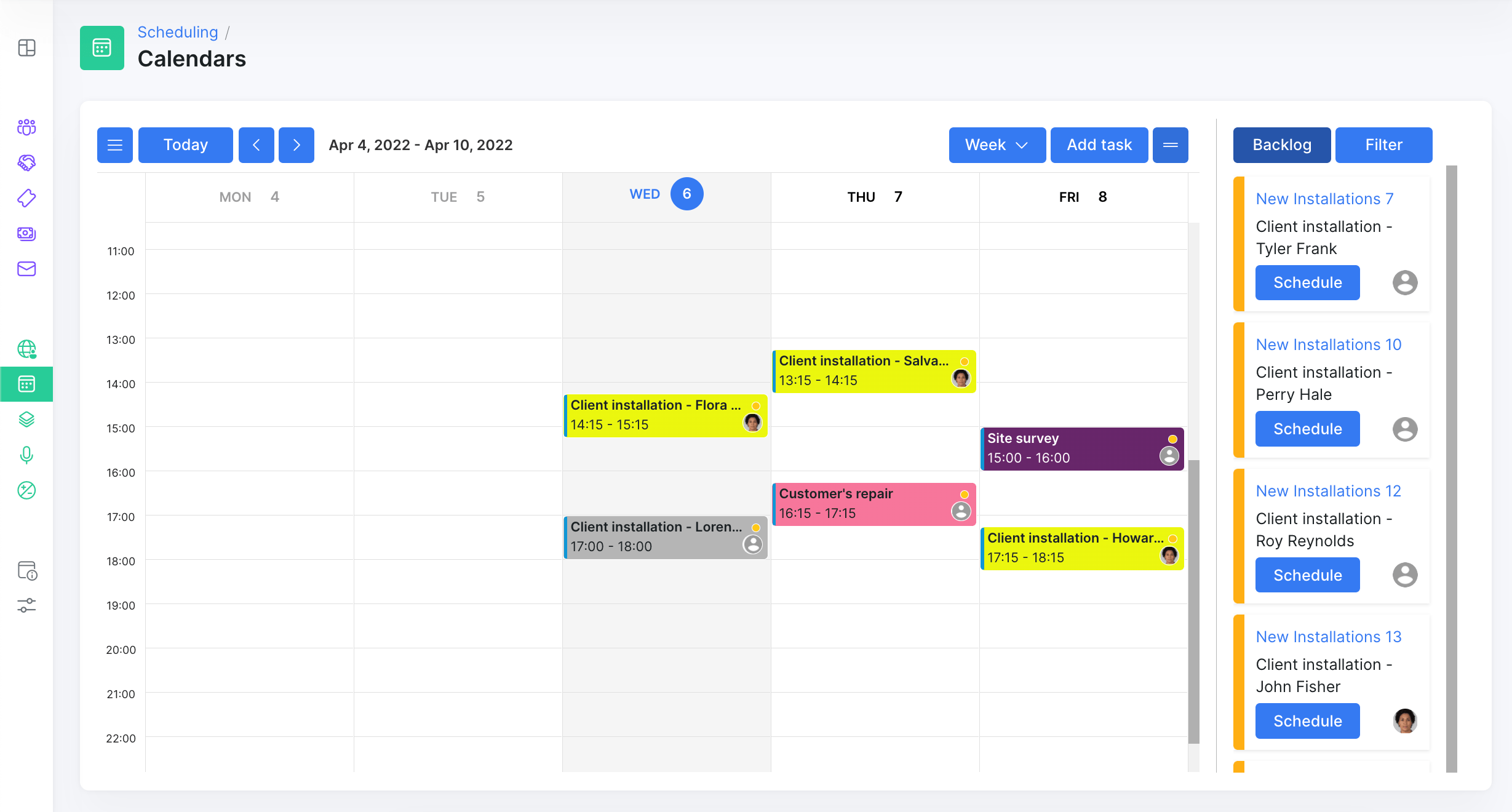 Splynx integrated calendar