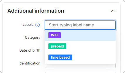 Applying labels to customers