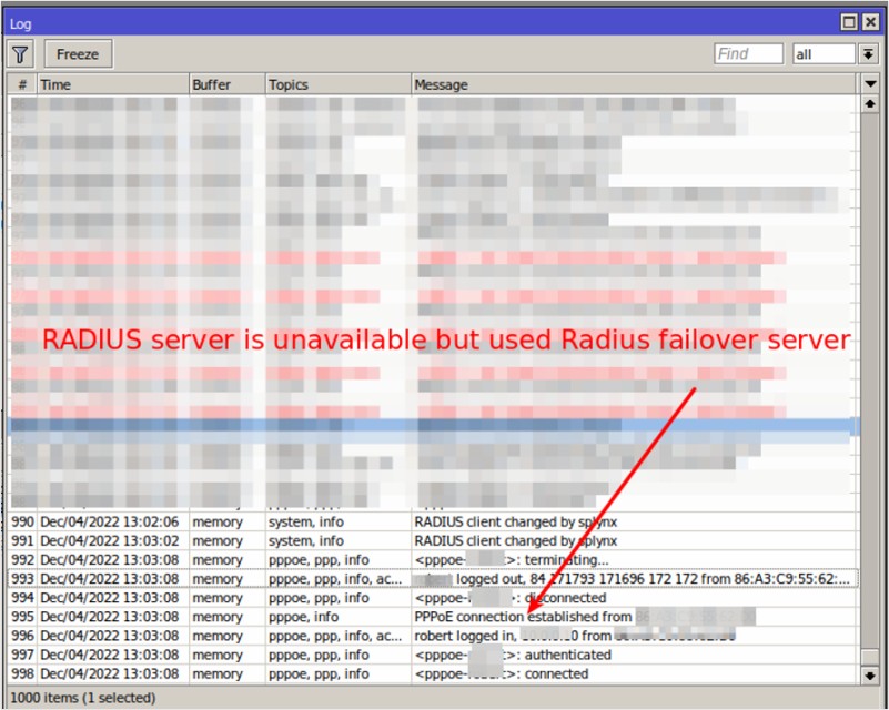 Radius failover Server
