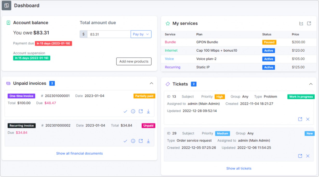 Customer Control Dashboard 