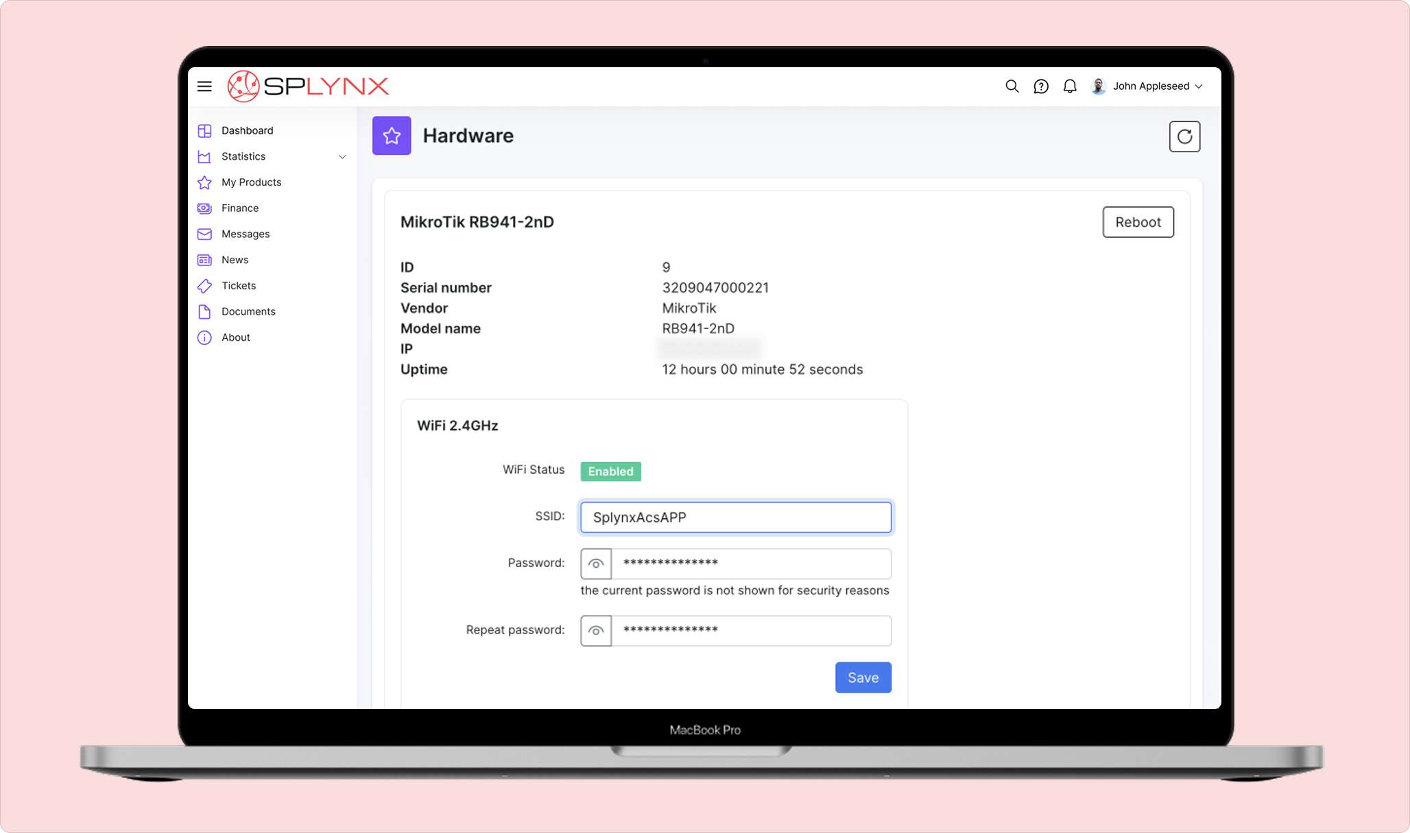 Self-service options in Splynx customer portal