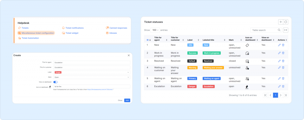 Ticket Statuses Configuration