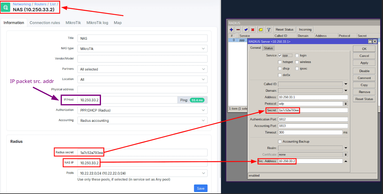 RADIUS client configuration