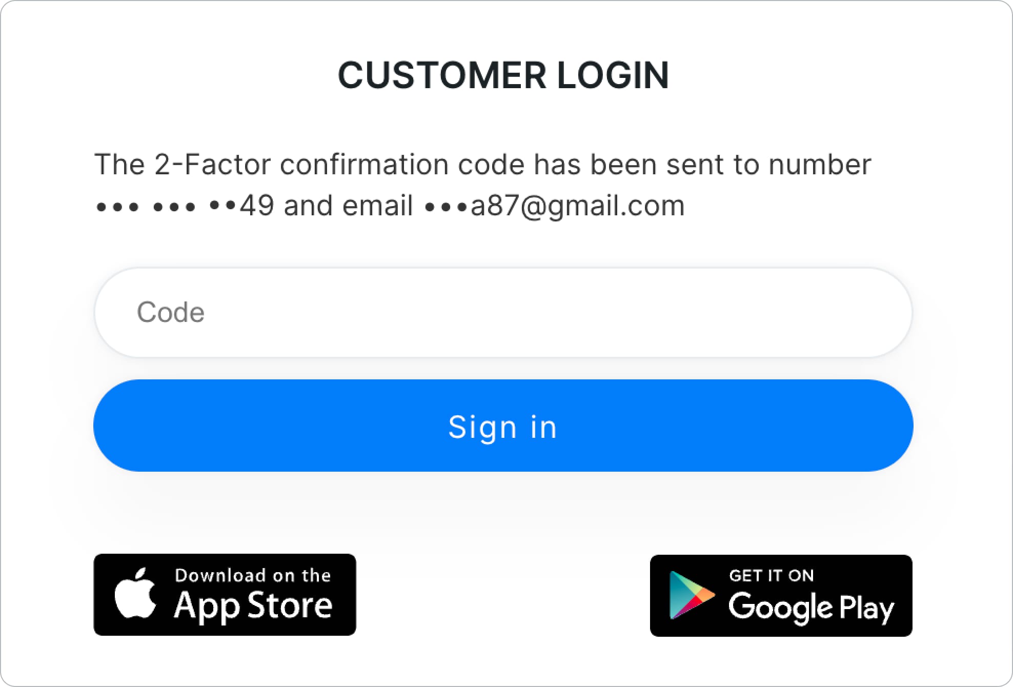2FA Customer Portal