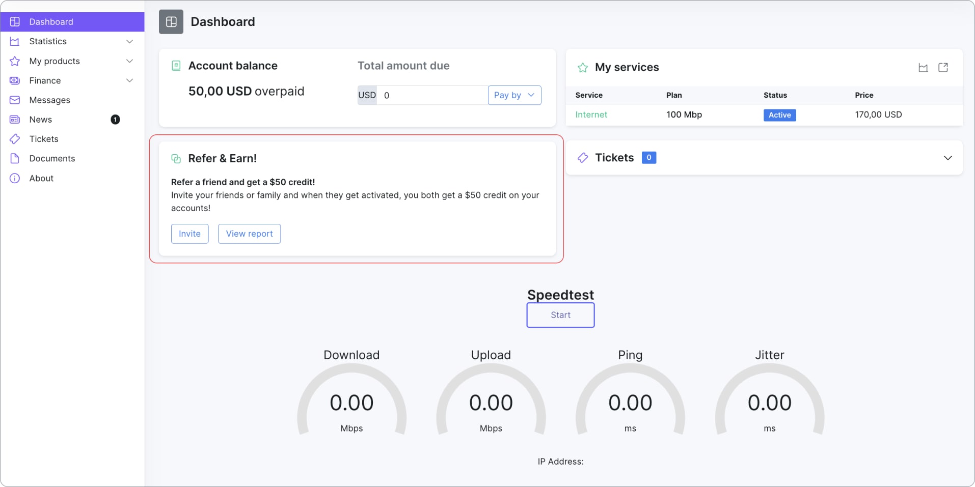 Customer Portal Referral System Widget