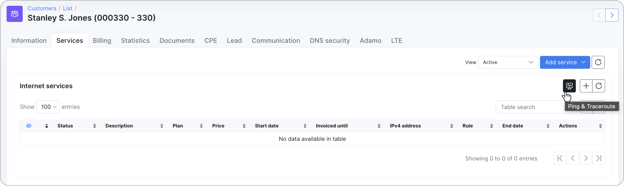 Ping Internet Service