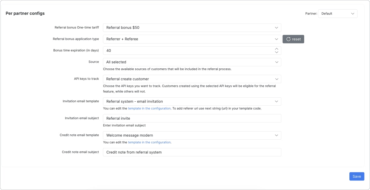 Referral System Module's Settings