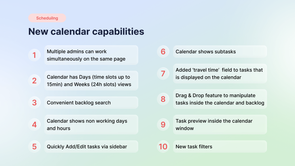 Revamped Scheduling Calendar Possibilities