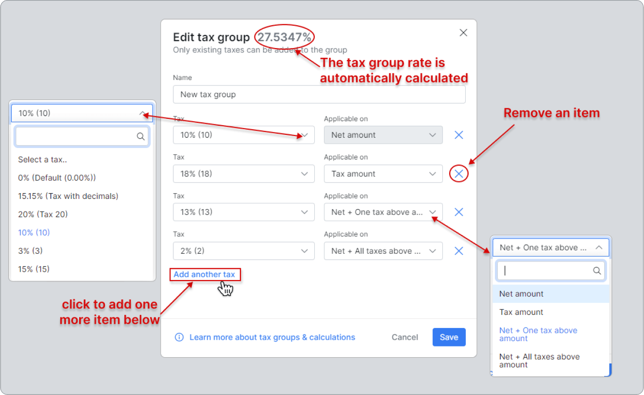 Tax Group (multi-tax calculation)