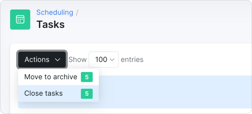 Scheduling tasks mass actions