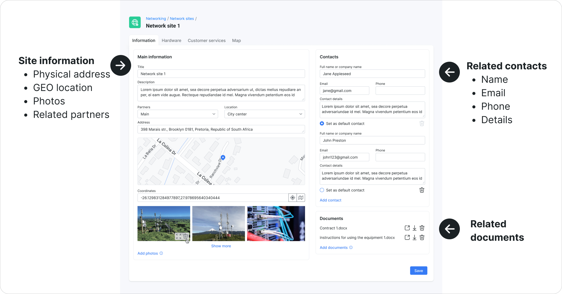 Network site information tab - Splynx