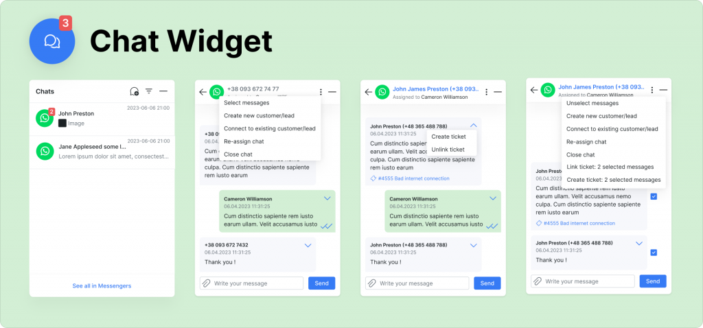 Chat Widget with WhatsApp Interface