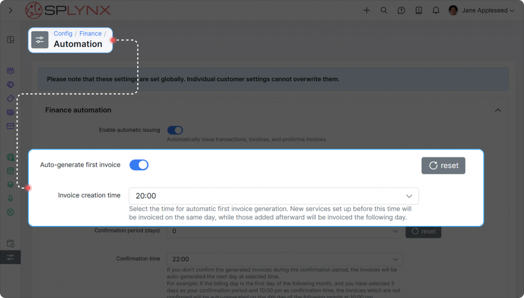 Automatic invoice generation for newly added services