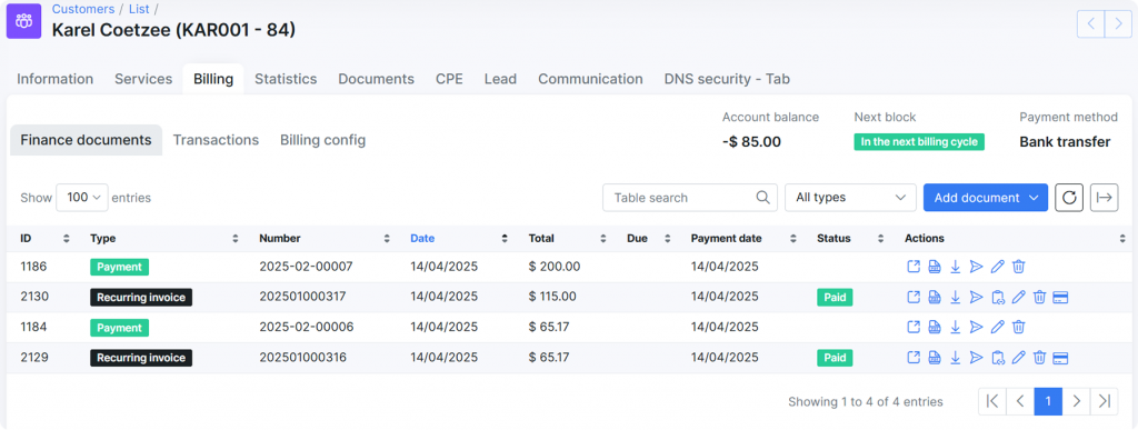Overpaid invoice