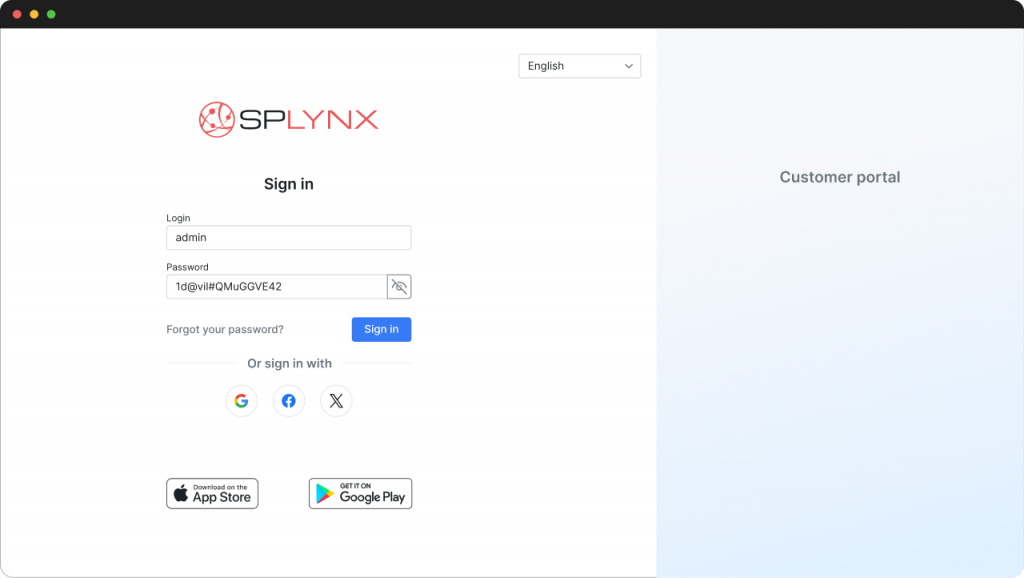 New Customer Portal login page