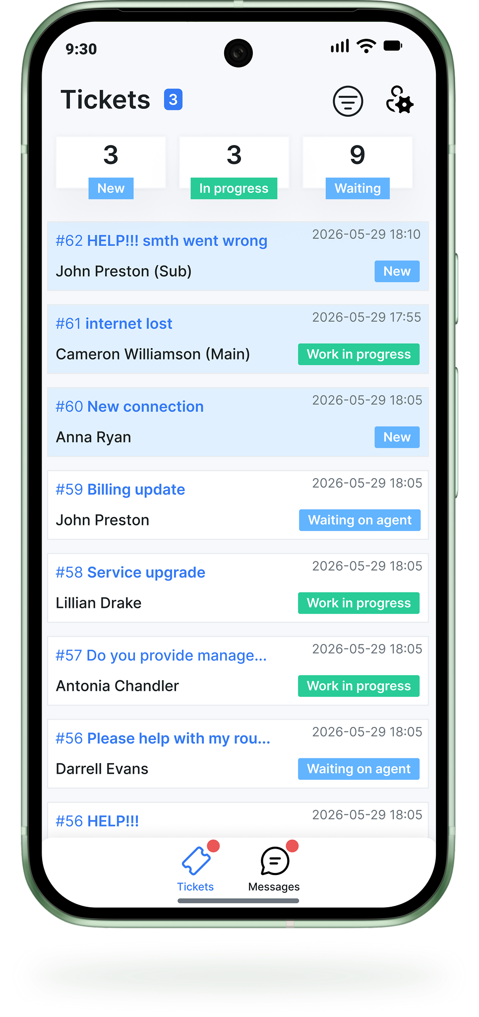 Splynx CommsApp screen: Support from anywhere.